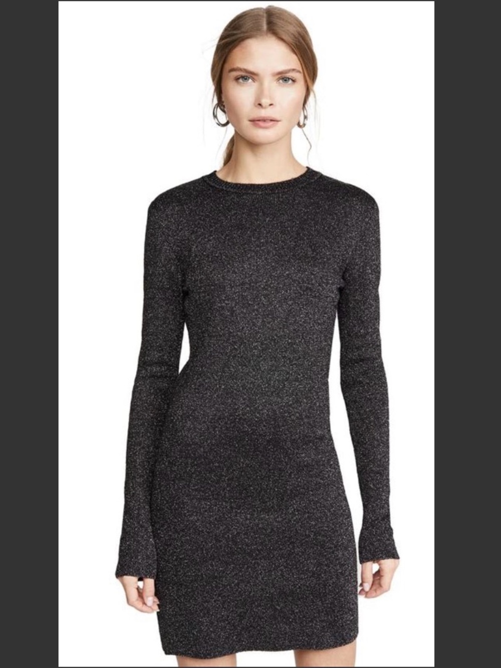 BCBGeneration Metallic Black Long Sleeve Mini Dress